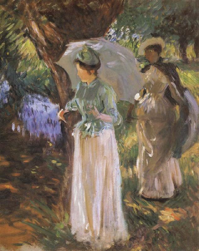 John Singer Sargent Two Girl with Parasols at Fladbury Sweden oil painting art